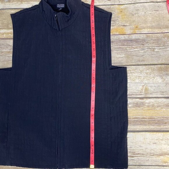 Eileen Fisher Petite Lightweight Lined Full Zip Black Vest Women's Size Small - Picture 4 of 7